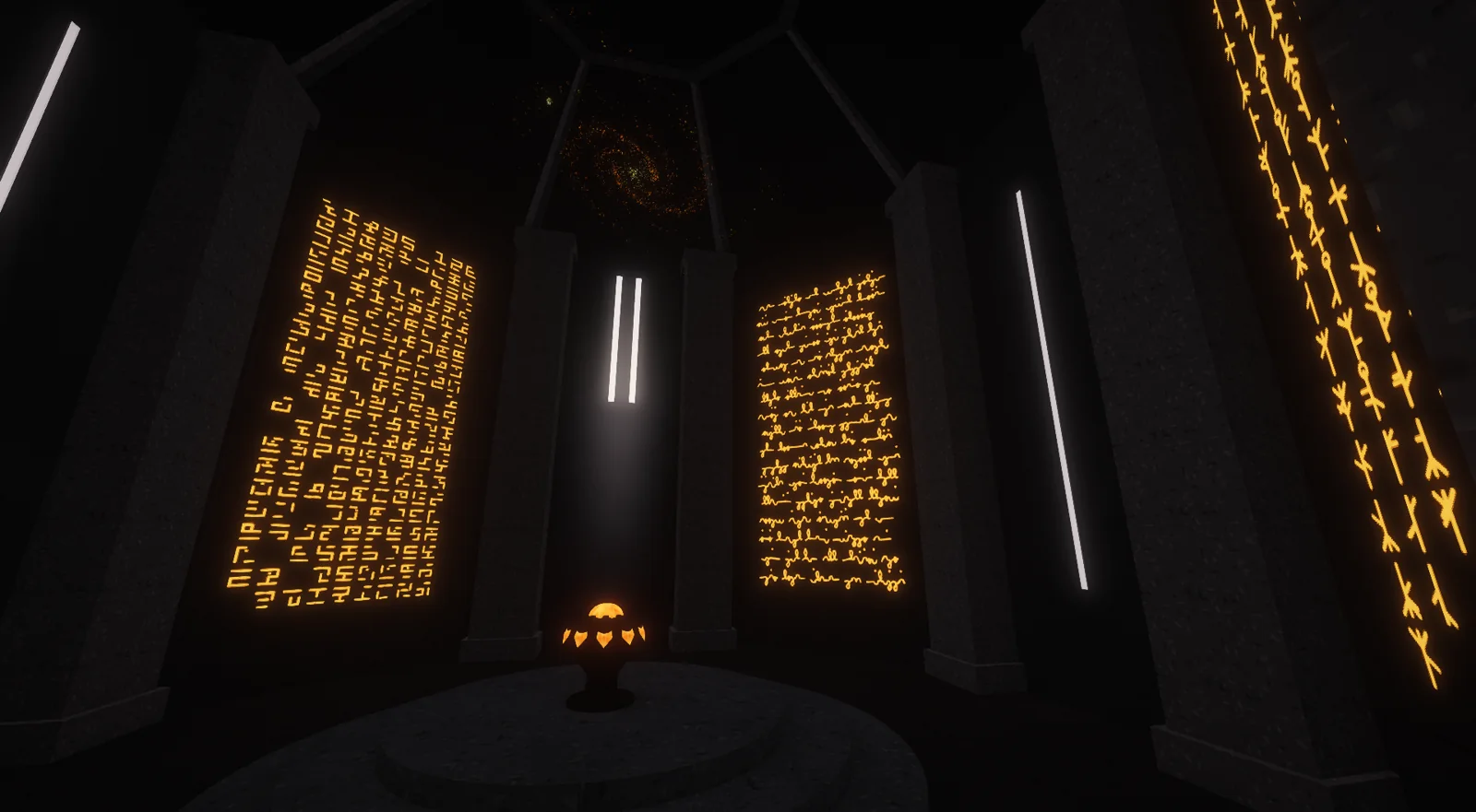 Salle aux inscriptions lumineuses dans Minecraft